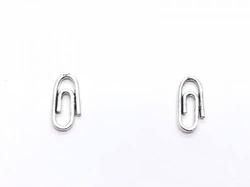 Silver Paperclip Stud Earrings