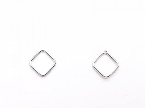 Silver Cut Out Square Stud Earrings