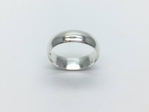 Silver Plain D Shape wedding Ring 8mm Size R