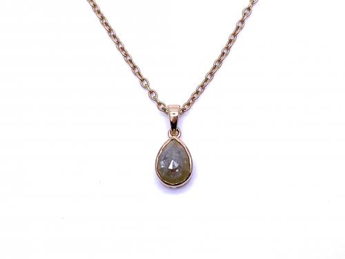 9ct Diamond Pear Shaped Pendant 1.53ct & Chain