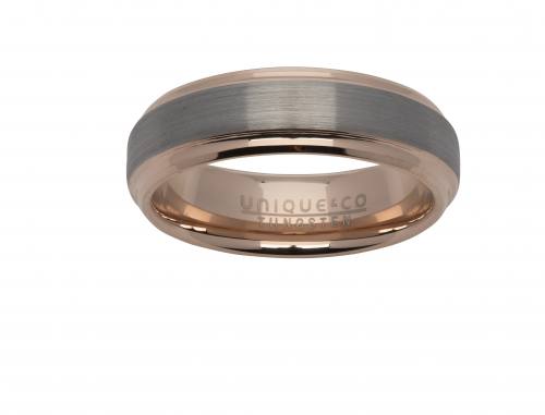 Tungsten Carbide Ring With Rose IP Plating