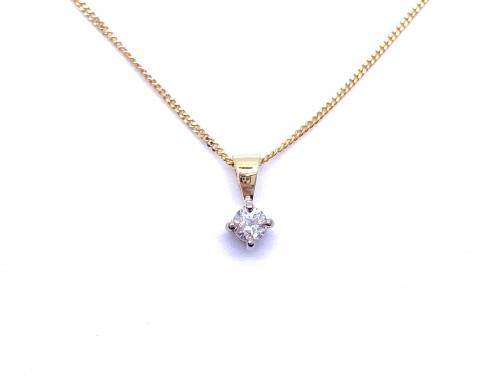 18ct Yellow Gold Diamond Pendant 0.21ct & Chain