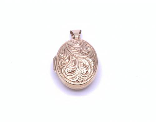 9ct Oval Shaped Engraved Locket