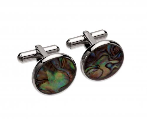 Stainless Steel Cufflinks With Black MOP