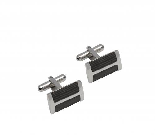 Stainless Steel Cufflinks With Carbon Fibre