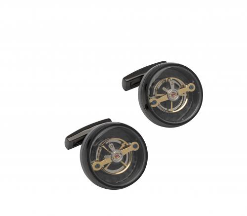 Stainless Steel Cufflinks Watch Movements Black IP