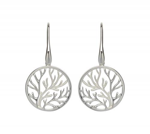 Silver Unique Tree of Life Drop Earrings