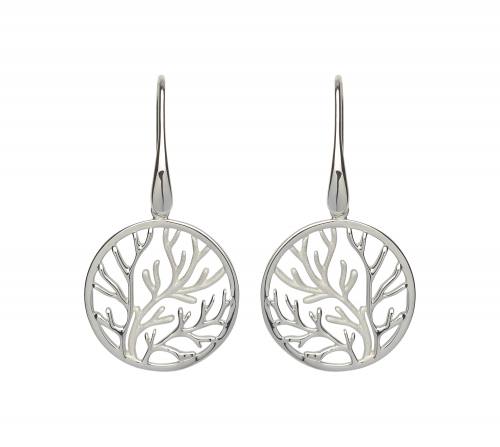 Silver Unique Tree of Life Drop Earrings