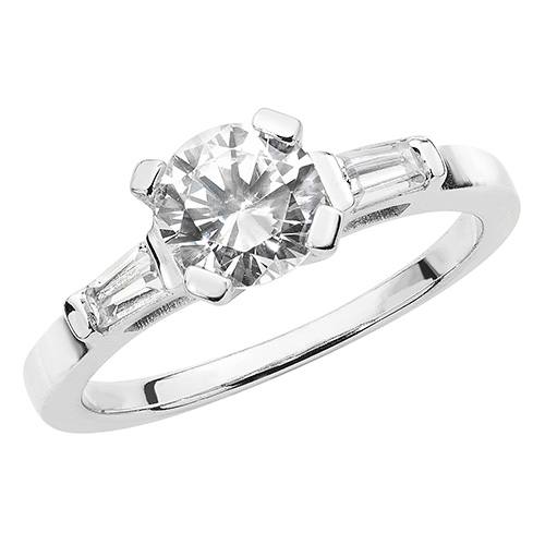 Silver CZ Solitaire Ring Size O