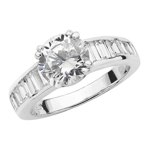 Silver CZ Solitaire Ring Size Q