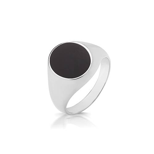 Silver Onyx Oval Signet Ring Size L