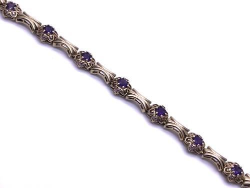 9ct Yellow Gold Amethyst Bracelet