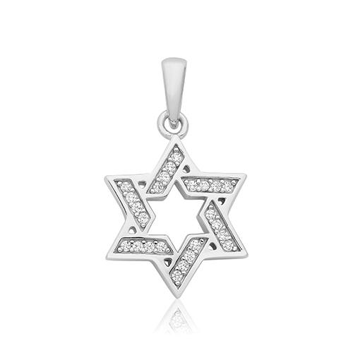 Silver CZ Star Of David Pendant 15mm