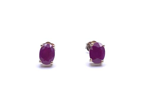 9ct Yellow Gold Ruby Solitaire Stud Earrings