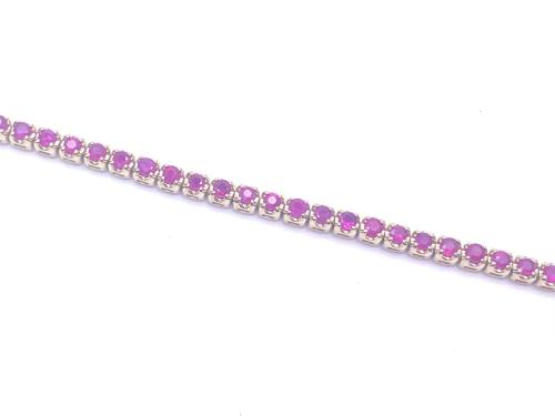 9ct Yellow Gold Ruby & Diamond Bracelet 7 1/4 Inch