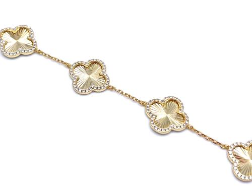 Silver Gold Plated CZ Multi Clover Bracelet