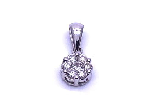 9ct White Gold Diamond Cluster Pendant