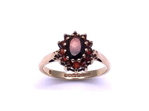 9ct Yellow Gold Garnet Cluster Ring
