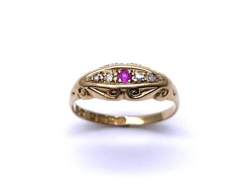 18ct Synthetic Ruby & Diamond Ring 1914