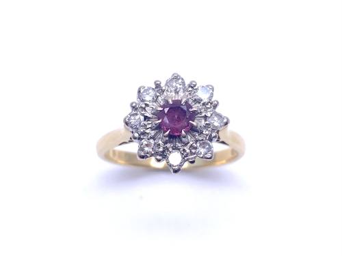 18ct Ruby & Diamond Cluster Ring