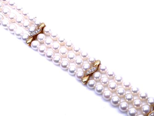 18ct Pearl & Diamond Bracelet