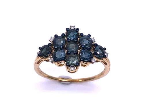 9ct Nigerian Sapphire & Diamond Ring