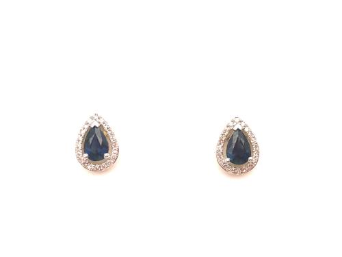9ct Yellow Gold Sapphire & Diamond Stud Earrings