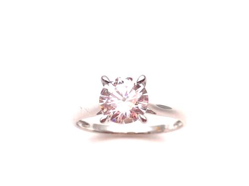 9ct White Gold CZ Solitaire Ring 7mm