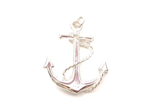 Silver Anchor & Rope Pendant 50x40mm