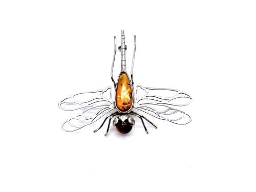 Amber Dragonfly Brooch