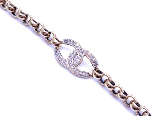 9ct Yellow Gold CZ 'CC' Bracelet