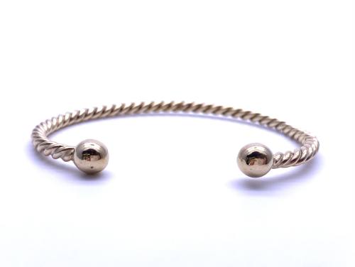 9ct Yellow Gold Solid Torque Bangle