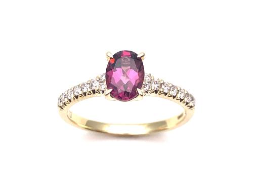 9ct Rhodolite Garnet & Diamond Ring 0.20ct