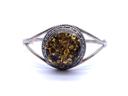 Round Green Amber Fancy Bangle