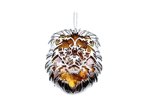 Amber Lion Head Pendant