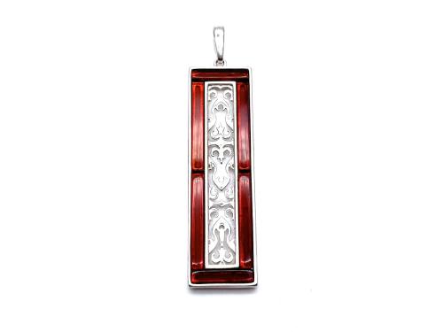 Amber Ornate Rectangular Pendant