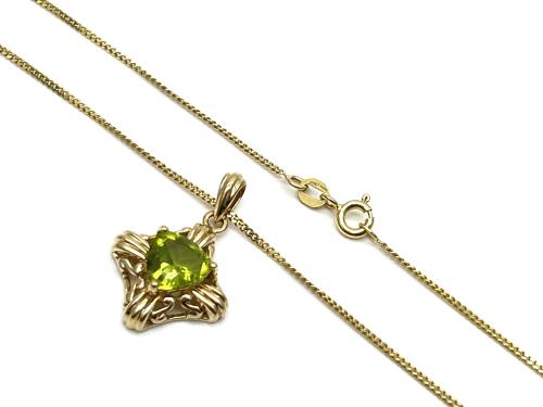 9ct Yellow Gold Peridot Pendant & Chain