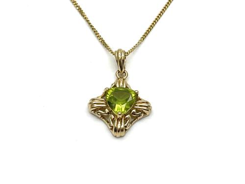9ct Yellow Gold Peridot Pendant & Chain