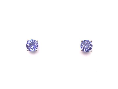 9ct White Gold Tanzanite Stud Earrings 5mm