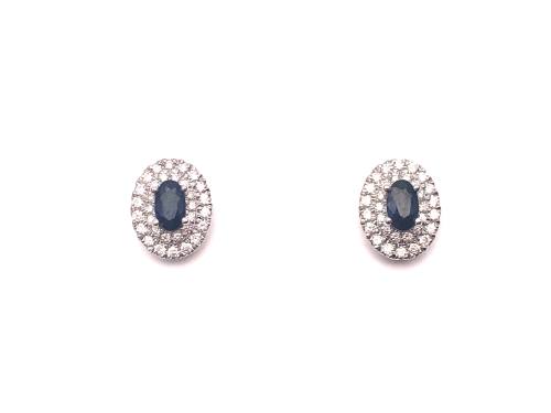 9ct Sapphire & Diamond Cluster Earrings 0.33ct