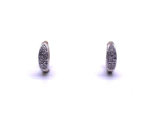 9ct Yellow Gold Diamond Hoop Earrings