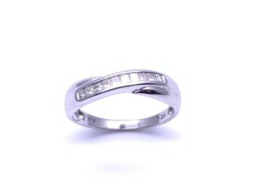 9ct White Gold Diamond Crossover Ring