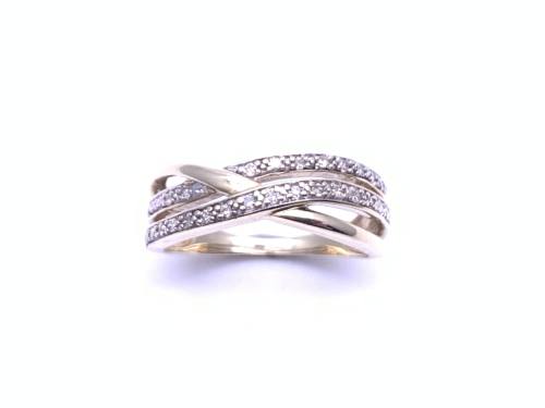 9ct Yellow Gold Diamond Crossover Ring