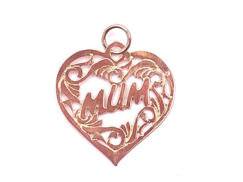 9ct Yellow Gold Heart Mum Pendant