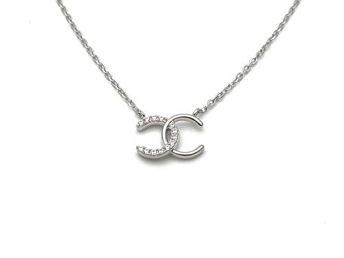 Silver Cz Cc Necklet