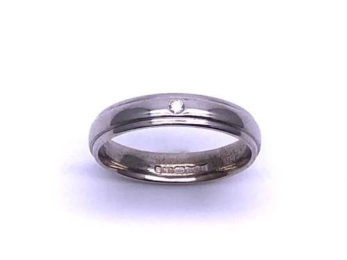 9ct Patterned Diamond Wedding Ring 4mm
