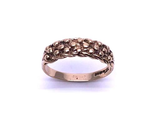 9ct Yellow Gold Keeper 3 Row Ring