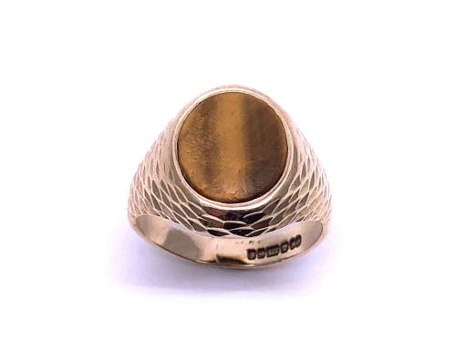 9ct Yellow Gold Tigers Eye Signet Ring