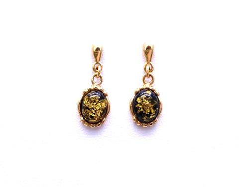 9ct Green Amber Stud Earrings