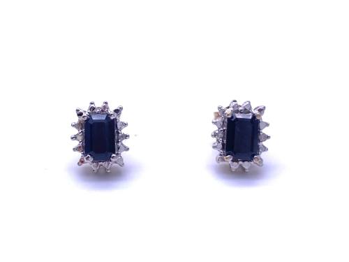 9ct Sapphire & Diamond Stud Earrings